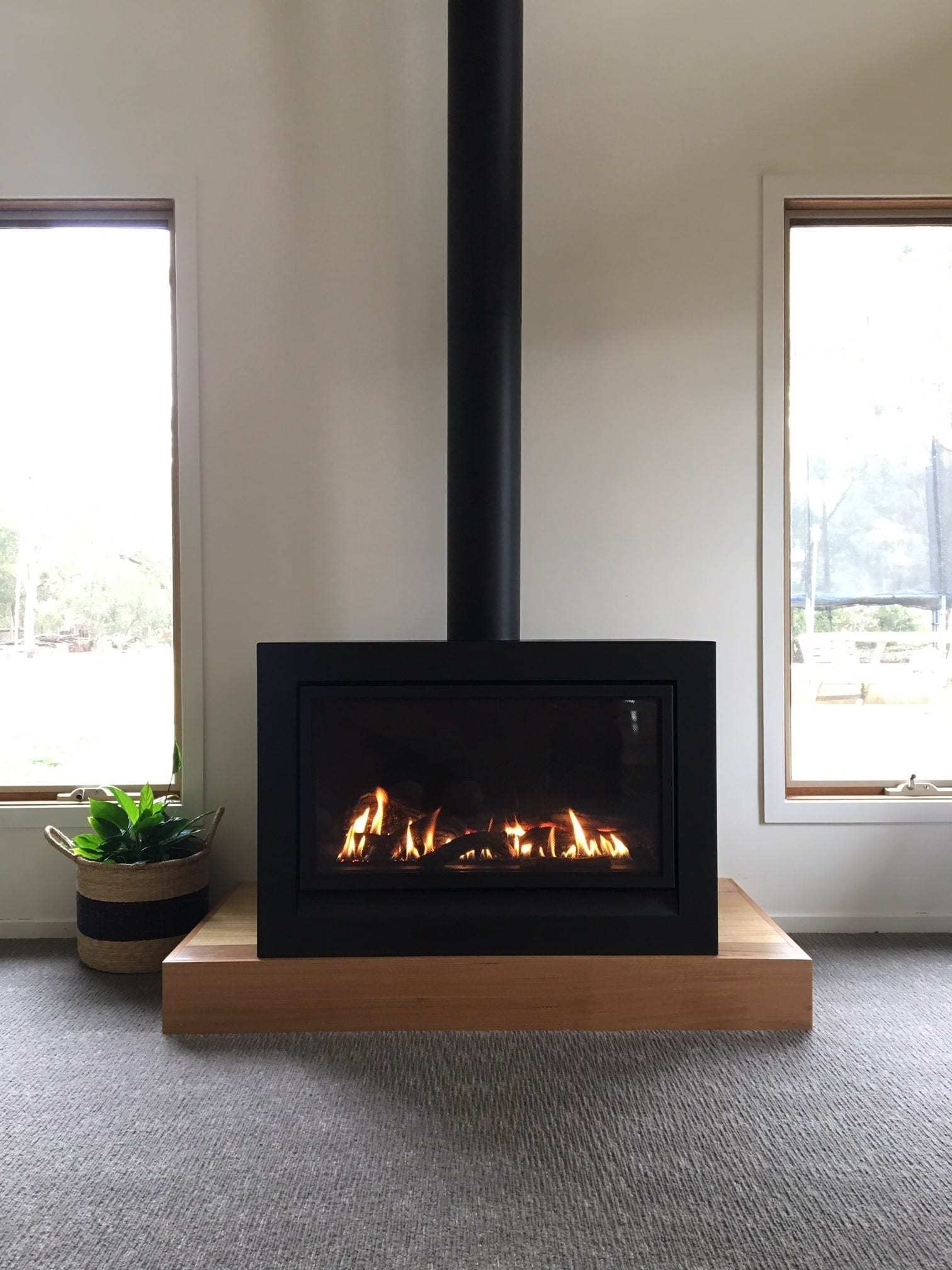 Heatmaster Freestanding Enviro Gas Log, Modern Freestanding Gas Fireplace